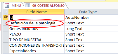 Italian Access Table