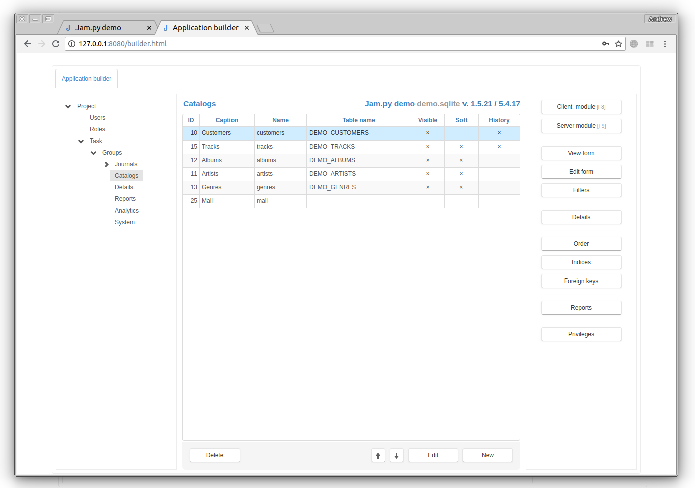 Application builder of demo project